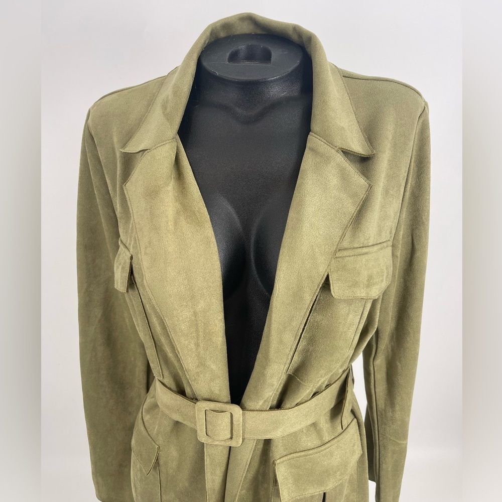 Olive Solitaire Belted Jacket (B41#2) - Picture 2 of 11